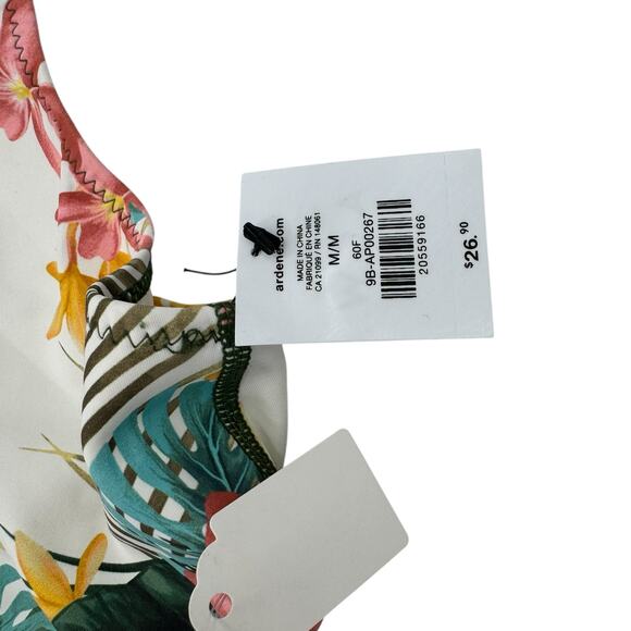 ACW Maillots Ardene *NEW* Tropical Floral Tie Front Bikini Swim Top Medium Green - Picture 3 of 3